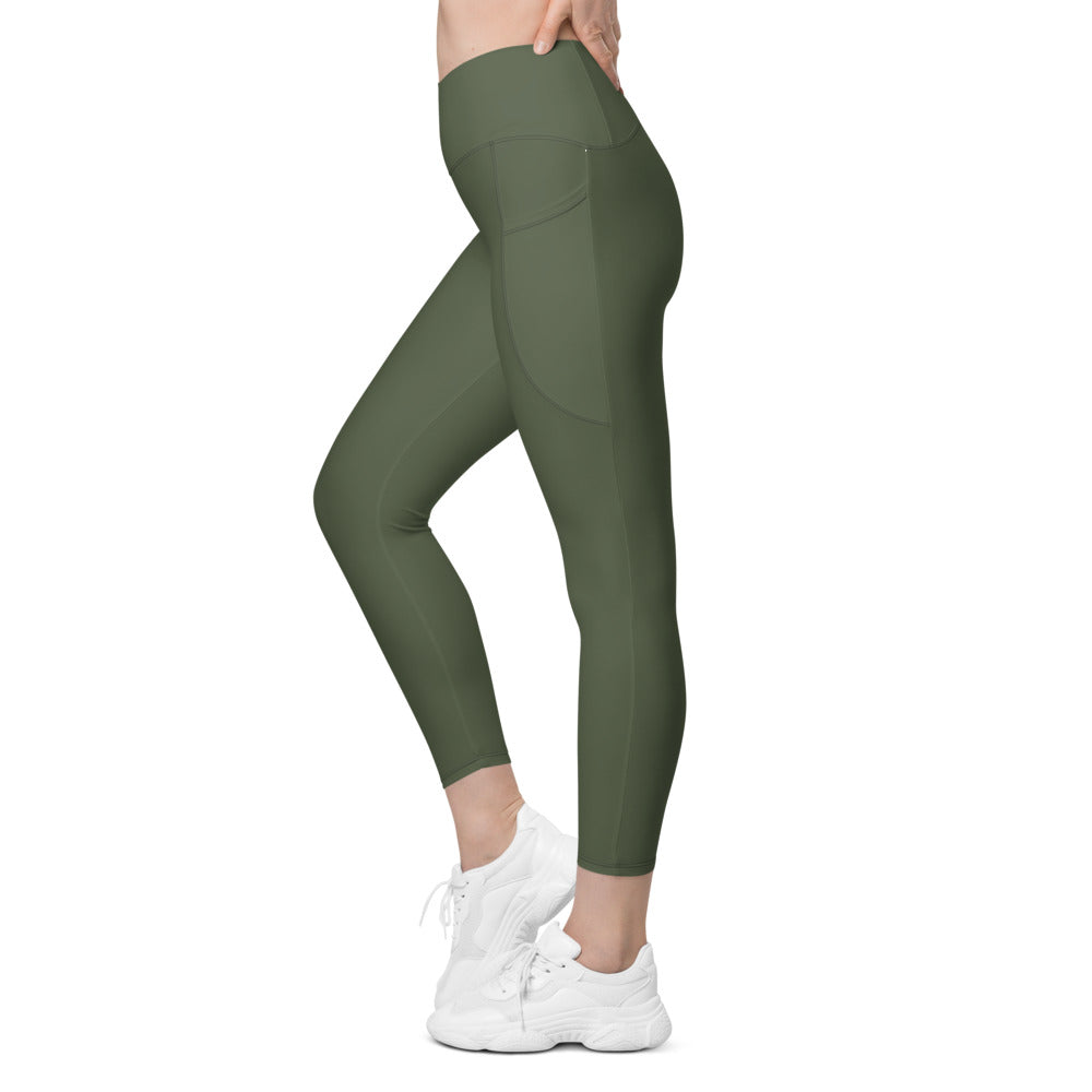 Eine von 83 Millionen Crossover-Leggings mit Taschen – Oliv