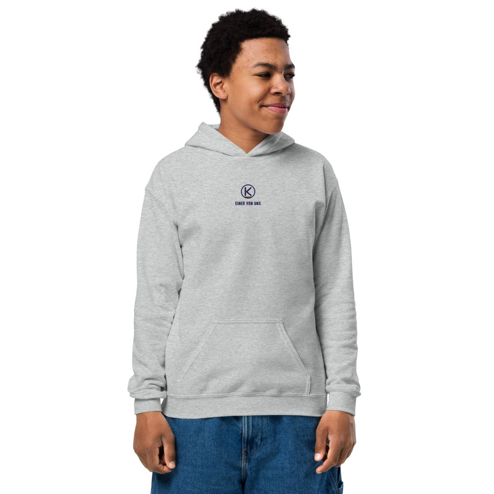 Einer von uns Kinder-Hoodie – KITMATES – Grau
