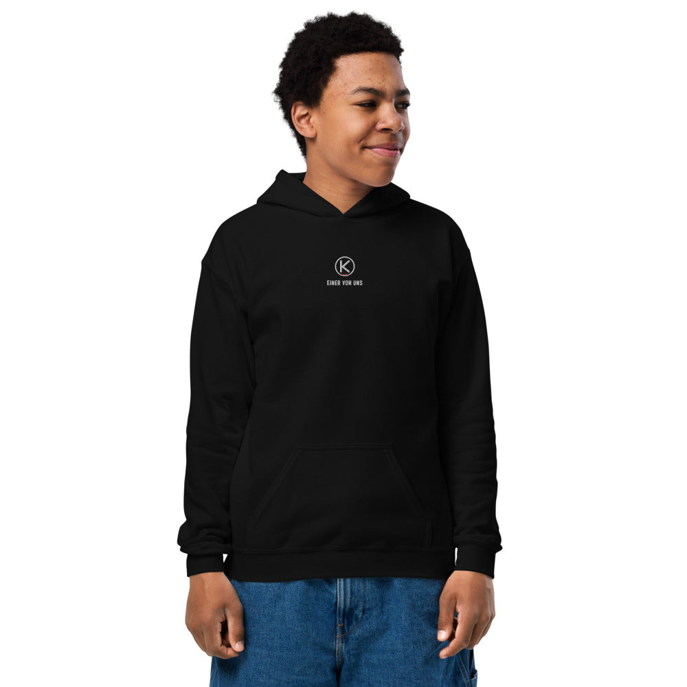 Einer von uns Kinder-Hoodie – KITMATES – Schwarz